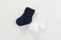 Crew Ribbed Socks 2pk - White/Navy