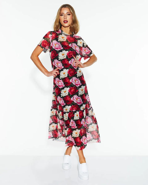 Lyrical mesh Dress - Oscar Floral