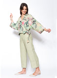 Linen Crop Pant - Sage