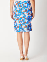 East Meets West Midi Skirt - Blue Floral