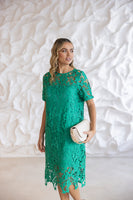 Guipure Lace Dress - Emerald