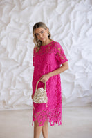 Guipure Lace Dress - Raspberry