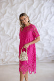 Guipure Lace Dress - Raspberry