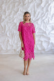 Guipure Lace Dress - Raspberry