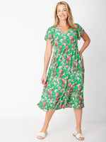 Maxi Flounce Dress - Green Floral