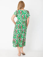 Maxi Flounce Dress - Green Floral