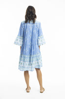 Heidi Blue Layered Dress with Frill Sleeve