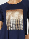 Sequin Patch Tee - Navy/Bronze