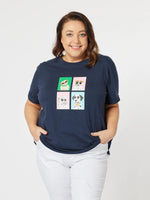 Poochi Cotton Tee - Navy