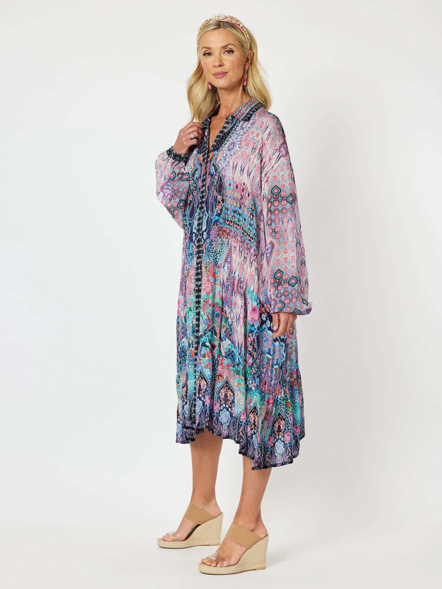 Meru Border Print Dress - Multi – 2 Fat Ladies