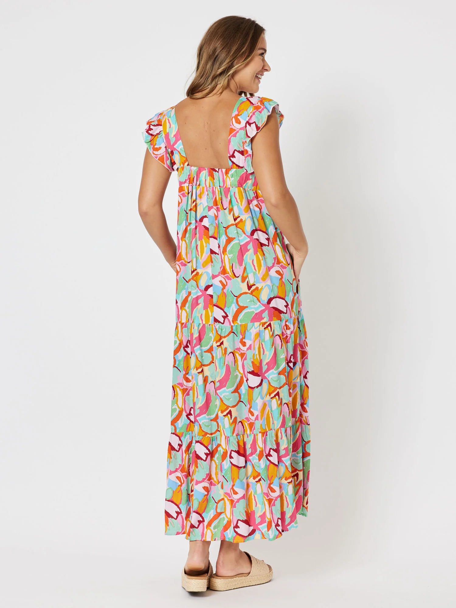 Monet Print Tiered Maxi Dress – 2 Fat Ladies