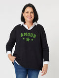 Amour Knit - Navy Oversized Knit Top for Women