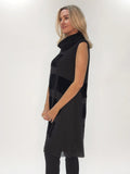 Sophia Cowl Neck Sleeveless Tunic - Black