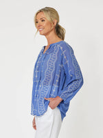 Lizzy Embroidered Top - Cornflower