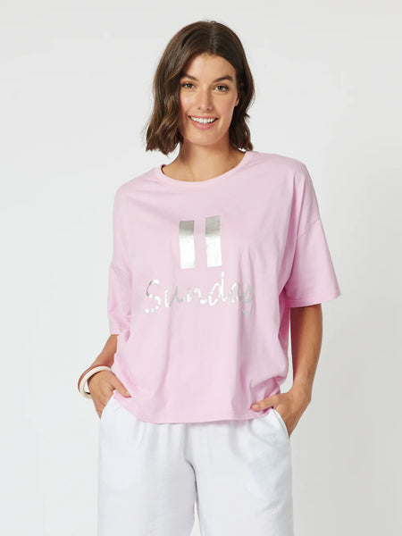 Happy Sunday Tee - Pink