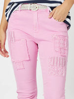 Taylor Patch High Rise Skinny Jeans - Flamingo