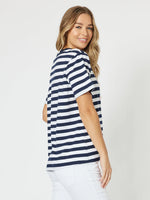 Heart Stripe T-Shirt - Navy/Wht