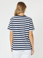 Heart Stripe T-Shirt - Navy/Wht