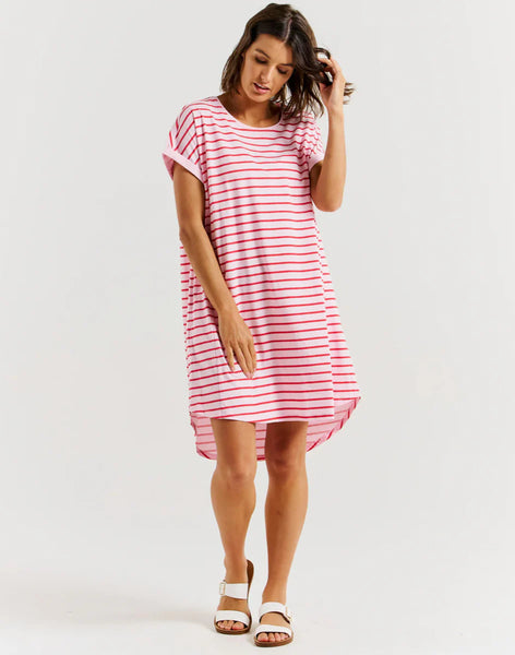 Maxine T-Shirt Dress - Cherry Blossom Stripe