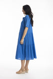 Cotton Layered Midi Dress - Electric Blue