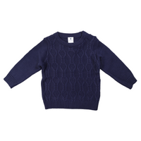 Cable Knit Sweater - Navy