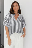 PRESTO Black Wide Stripe Blouse