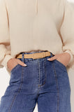 Matte Buckle Thin Belt - Camel