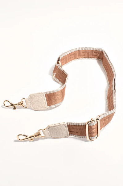 Geo Webbing Bag Strap - Tan