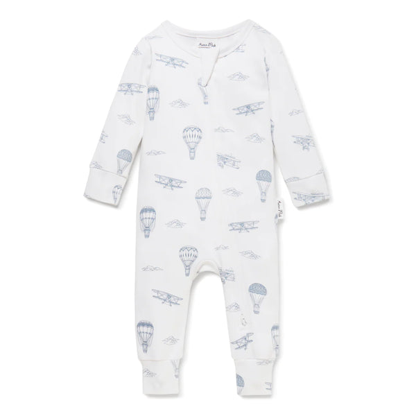 Air Balloon Zip Romper for kids in white