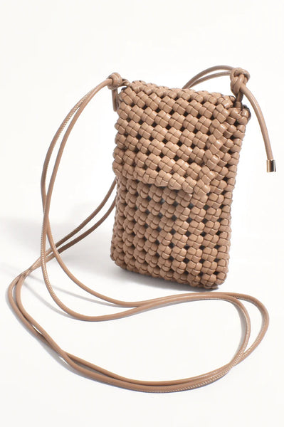 Imogen Weave Mini Crossbody - Mocha