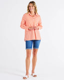 Camden Cotton Stripe Shirt - Tangerine Stripe