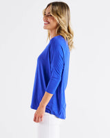 Milan 3/4 Sleeve Top - Vivid Blue