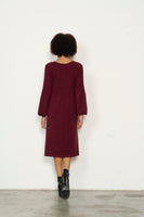 Half Rib Knit & Puff Sleeve Dress - Shiraz