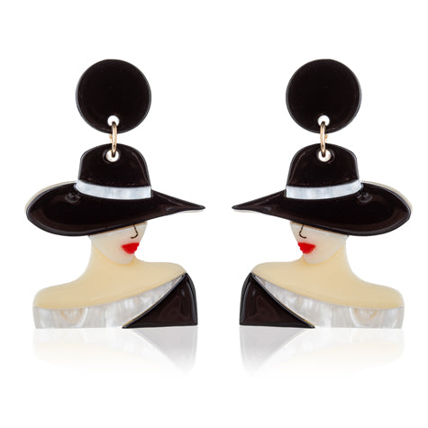 Hat Lady Earrings - Black