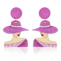 Hat Lady Earrings - Mauve