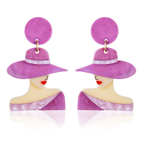 Hat Lady Earrings - Mauve