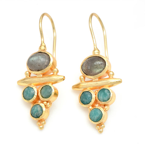 Gemma Earring - Labradorite Gold