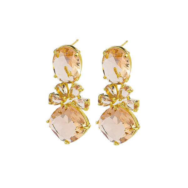 Allison peach drop earrings with Swarovski crystals