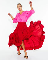 Women’s Lipstick Red Ruffle Skirt for stylish occasions