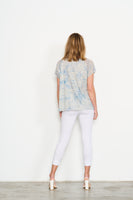 Moroccan Tile Print Top - Ice Blue