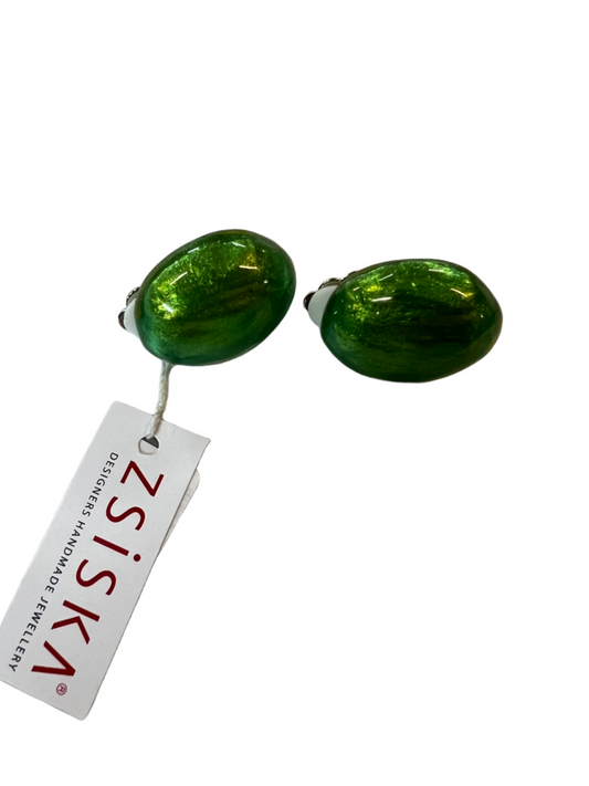 Zsiska Luxus Clip On Earrings - Green