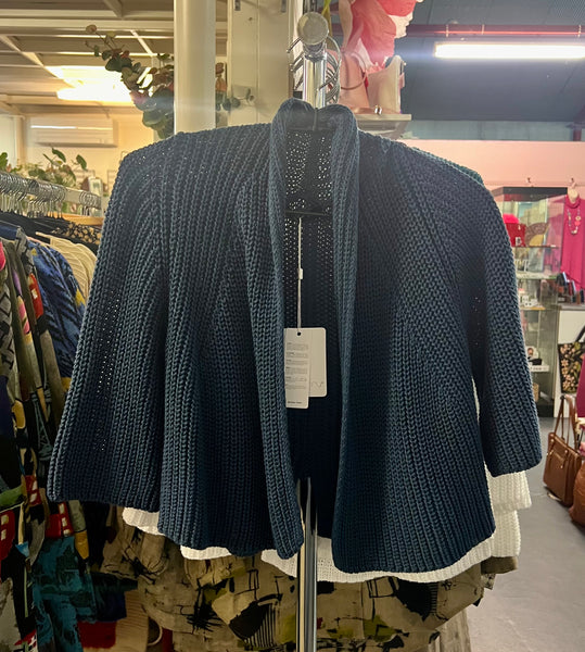 Cotton Knit Shrug - Navy