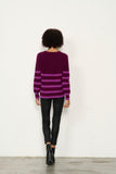 Cashmere Lower Stripe Jumper - Plum