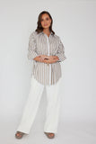 AUSTIN Taupe Stripe Shirt - Stylish Cotton Button-Down