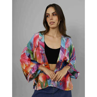 Watercolour Print Cotton/Velvet Kimono