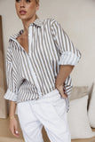 AUSTIN Taupe Stripe Shirt - Stylish Cotton Button-Down