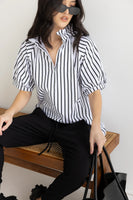 PRESTO Black Wide Stripe Blouse