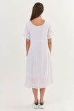 White Round Neck Cotton Dress