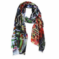 Abstract Graffiti Art Scarf in silk and modal for women