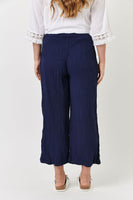 Crinkle Cotton Pant - Navy